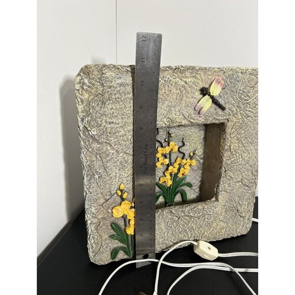 Vintage Slate Decorative Night Wall Lamp Standing Floral Butterfly Design 11” - Picture 11 of 12